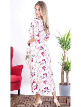 Rochie Dama Lunga SummerFlower Alb